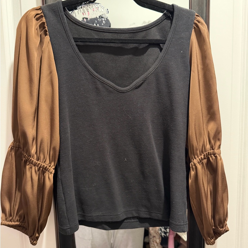 Elegant Black and Brown Women's Top
